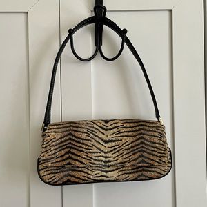 Vintage Y2K Liz Claiborne Tiger Print Baguette Shoulder Bag